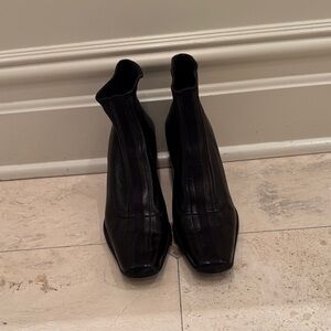 Prada Black Stretch-Knit Square-Toe Ankle Boots